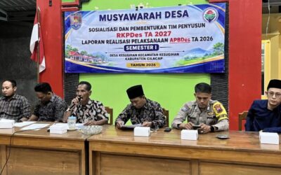 Pemerintah Desa Kesugihan Gelar Musyawarah Desa Penyampaian Realisasi APBDes Semester I dan Pembentukan Tim Penyusun RKPDes Tahun 2027